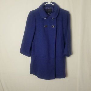 Banana Republic blue 3/4 sleeve double breasted pea coat women's size Small